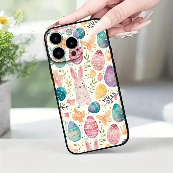 [Shockproof Phone Case] Shockproof Black TPU 1pc Easter Phone Case for iPhone14 Pro/14 Pro Max/14 Plus/15/15 Pro/15 Pro Max/15 Plus/16/16 Pro/16 Pro Max/16 Plus with Lens Protection, Birthday and Christmas Gifts