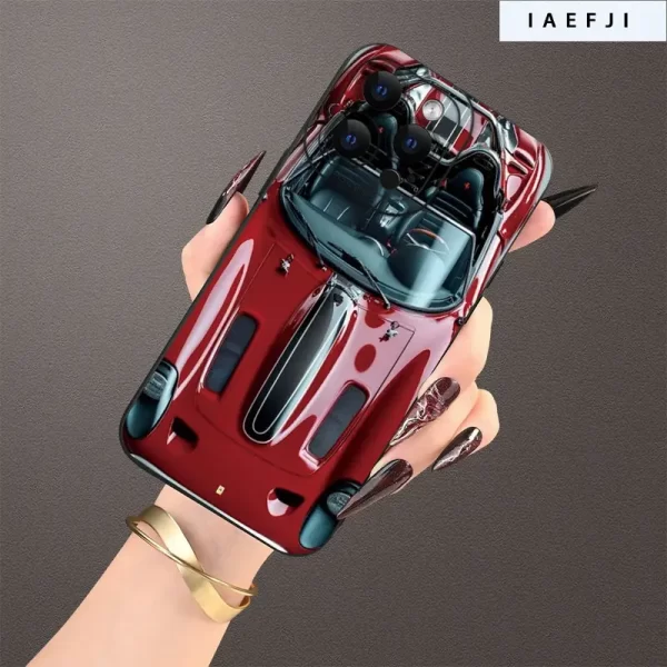 Attention-Grabbing Red Sports Car Design Phone Case for Iphone 16 Pro Max, SE 4/16E, 15 Pro, 14 Plus, 13, 12 Pro, 11 Pro Max, X, XS Max, And Samsung Galaxy S22, S23, S24, S23 Ultra