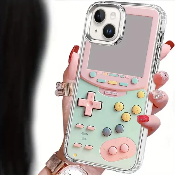 Stylish game console and mirror phone case suitable for iPhone 16, 15, made of shock-absorbing TPU material. It is an ideal choice for both boys and girls.