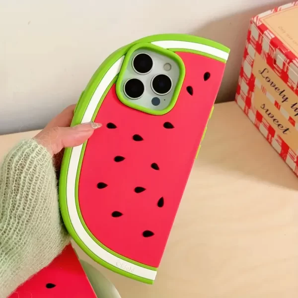 Big Watermelon Mobile Phone Case Cute Cartoon Abstract Watermelon Shape Silicone Thickened Anti-fall And Scratch-resistant Cartoon Mobile Phone Case Anti-fall Shell for iPhone 17 for iPhone 16/for iPhone 15Promax/for IPhone16/14 Plus/for IPhone13 Pro Max 12 11 XS, Light Luxury Thickened Full Body Protection with Lens Protection Anti-fingerprint Mobile Phone Case Mobile Phone Protective Cover Suitable As A Holiday Gift for Family, Boyfriend, Girlfriend, Boys, Girls, Adults