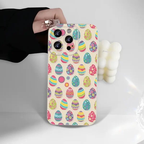 This Stylish And Chic Easter Egg-Themed Soft Phone Case for Various Iphone Models Is a Delightful Choice for Holiday Or Birthday Presents.
