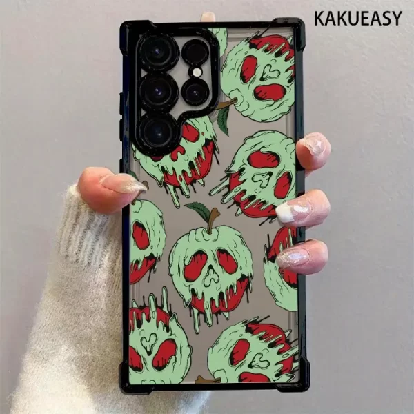 Halloween Skull Apple Pattern Phone Case for Samsung Galaxy, S22FE, S23, S24, S22PLUS.S23ULTRA.S24ULTRA, iPhone16, 15 14 Anti-drop Transparent Soft Back Cover