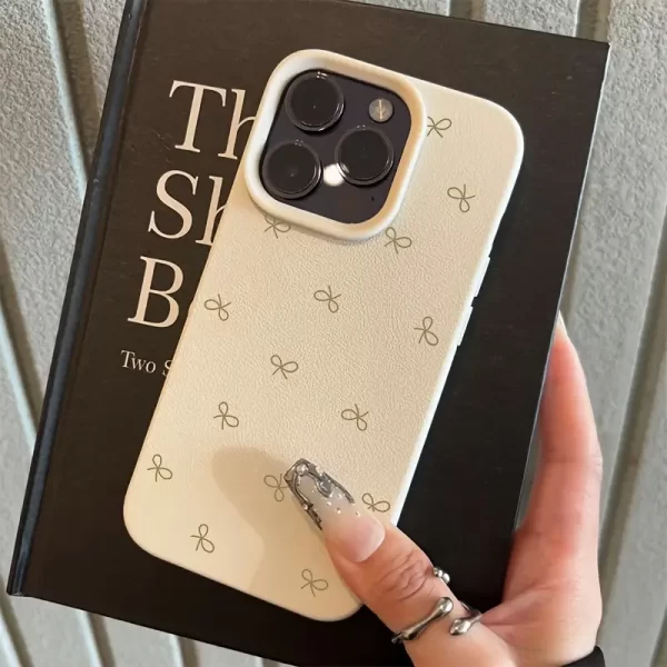 Line Bow is suitable for iPhone16 protective case, suitable for iPhone 16 promax/16plus/16pro/15plus/15pro/15promax/14plus/14promax/14pro/iPhone13 pro max high quality imitation skin texture protection soft case