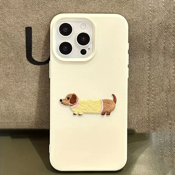 Yellow Dog White Frosted Full Coverage Anti-Drop Mobile Phone Case for Apple 16PROMAX/16PLUS/16PRO/16/15PROMAX/15PLUS/15PRO/15,Protective Shell Transparent Shock Absorption