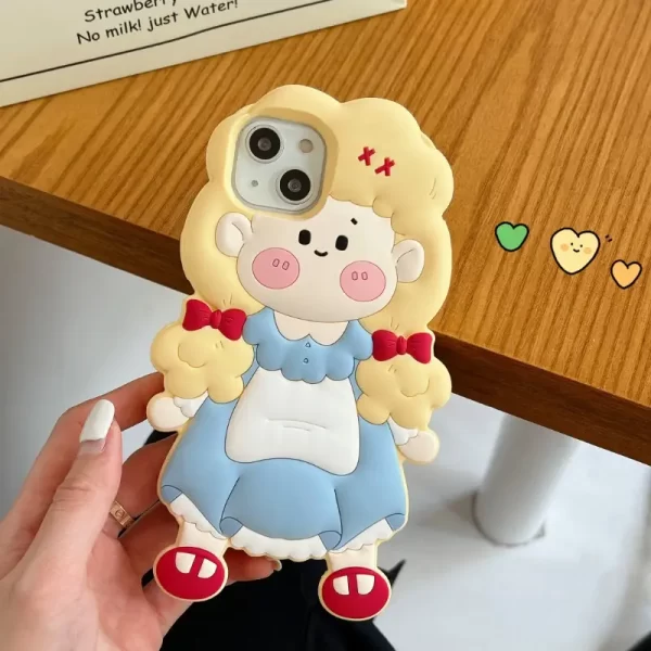 Silicone blonde girl case for Apple full-body shockproof protective cover, creative niche Apple iPhone 16, 15 Pro Max