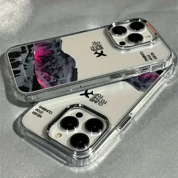 INS-style Aurora Forest is suitable for iPhone 16 Pro Max/15/PLUS phone cases, featuring a galvanized frame, simple and pure color matte shockproof protective phone case, and durable TPU material