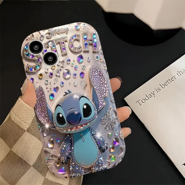Disney Stitch rhinestone design, compatible with Apple iPhone 7 to 16 Plus Pro Max series, suitable for Christmas and birthday gifts, comes with a cute four-corner protective case