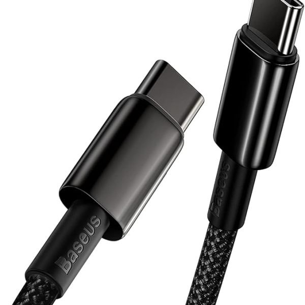 Baseus USB C Cable, 100W PD 5A QC 4.0 Fast Charging USBC to USBC Cable, Zinc Alloy Nylon Braided Type C Charger Cord for iPhone 16 15 Pro Plus Pro Max, MacBook, iPad Pro/Mini, Samsung S23/S22+