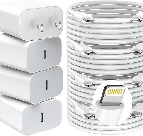 iPhone Charger Fast Charging,20W PD USB C Wall Charger 4 Pack with 6FT Fast Charging Cable - Fast Charger for iPhone 14/14 Pro Max/13/13 Pro/12/12 Pro/11/11 Pro/XS, iPad