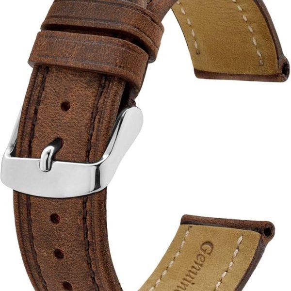 BISONSTRAP Watch Strap, Vintage Leather Replacement Bracelet, Band Width-14mm 15mm 16mm 17mm 18mm 19mm 20mm 21mm 22mm 23mm 24mm