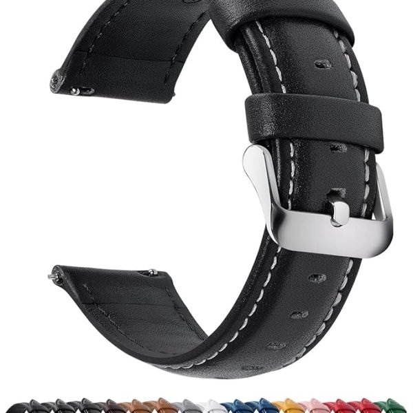Fullmosa Watch Band, Quick Release Leather Watch Strap for Men Women, Replacement Bands Width 14mm 16mm 18mm 19mm 20mm 21mm 22mm 24mm