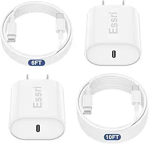 Fast Charger for iPhone 14 13 12 Charge Fast Charging, 2Pack 6FT+10FT USB C to L Cable with 20W USB C for i Phone Charger Block, Compatible with iPhone 14 13 12 Pro/14 Plus/13 Pro Max - White