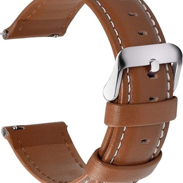 Fullmosa Watch Straps 20mm, Axus Series Leather Strap Replacement Watch Strap with Stainless Steel Metal Clasp for Men Women 14/16/18/20/22/24mm, Brown 20mm