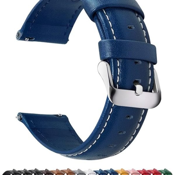 Fullmosa Watch Band, Quick Release Leather Watch Strap for Men Women, Replacement Bands Width 14mm 16mm 18mm 19mm 20mm 21mm 22mm 24mm