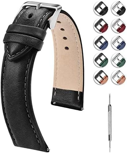 Fullmosa Watch Band, Quick Release Leather Watch Strap for Men Women, Replacement Bands Width 14mm 16mm 18mm 19mm 20mm 21mm 22mm 24mm