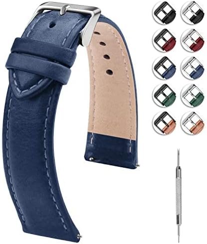Fullmosa Watch Band, Quick Release Leather Watch Strap for Men Women, Replacement Bands Width 14mm 16mm 18mm 19mm 20mm 21mm 22mm 24mm