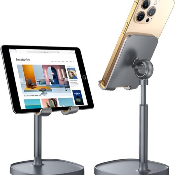 LISEN Cell Phone Stand Adjustable Phone Holer for Switch Stand Fits All Mobile Phones Switch Kindle iPads Tablet 4-10in Gray