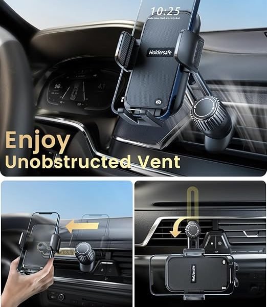Phone Holders for Your Car: [Never Blocking] Air Vent Cell Phones Mount for iPhone & Samsung Android Smartphone [Thick Cases Friendly] Hands-Free Auto Mobile Phone Stand