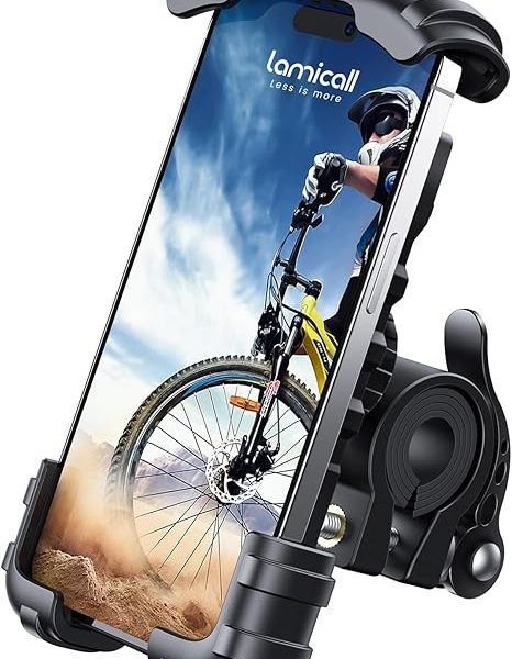 Lamicall Bike Phone Holder, Motorcycle Mount - Motorcycle Phone Holder, Handlebar Cell Phone Clamp, Scooter Phone Clip for iPhone 16 Pro Max/Plus, 15 Pro Max, S10, S20, More 4.7" to 6.8" Smartphones