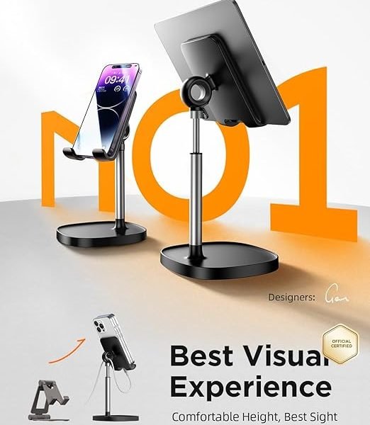 LISEN Cell Phone Stand Adjustable for iPhone Phone Holder for Desk, Office Desk Accessories Computer PC for iPhone Stand Gaming Essentials Fit Otterbox Case Phones Switch Kindle iPad Air Tablet 4-10in