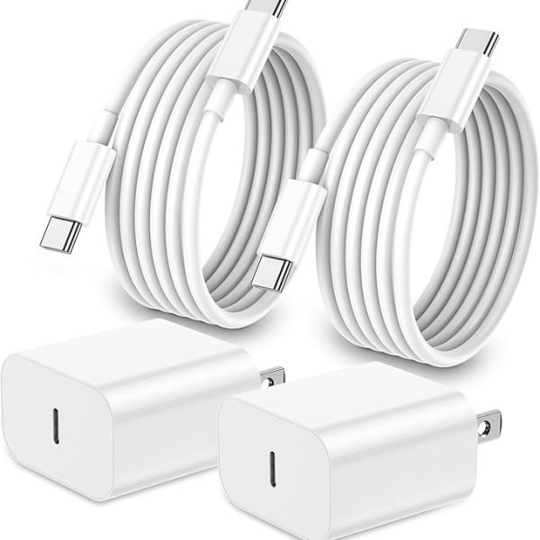 iPhone 16 15 Charger Fast Charging,20W Apple iPad USB C Fast Charger,2Pack 6ft USB C Wall Charger Block for iPhone 16/16 Pro/16 Pro Max/15/15 Plus/15 Pro/15 Pro Max, iPad Pro/Mini, MacBook