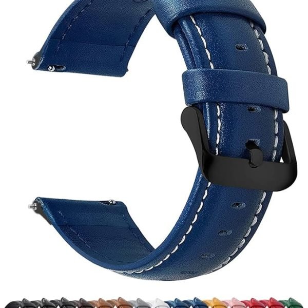 Fullmosa Watch Band, Quick Release Leather Watch Strap for Men Women, Replacement Bands Width 14mm 16mm 18mm 19mm 20mm 21mm 22mm 24mm