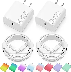 iPhone Charger Fast Charging, 2 Pack 20W USB C Wall Charger Block with 2 Pack MFi Certified 6FT Type C to Lightning Cables for iPhone 14 13 12 11 Pro Max XR XS X, iPad,AirPods Pro