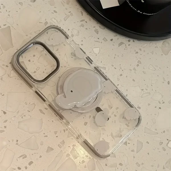 Magnetic gray-edged full-screen elephant phone case with magnetic stand, suitable for iPhone 15 16 Pro Max