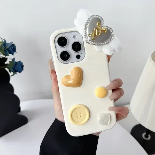 Love Wings Silk Texture Pattern Phone Case for iPhone 16/15, Three Colors, BFF Model, Suitable for Apple 15, 16 Pro Max Phone Cases