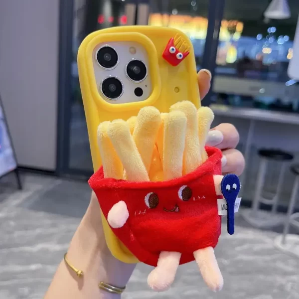 Funny cartoon 3D large fries creative phone case in European and American style for iPhone 16 Pro Max