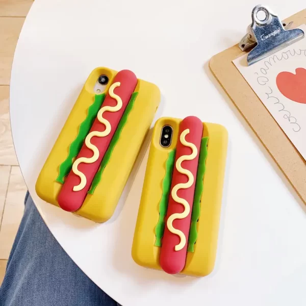 Creative soft shell imitation hot dog phone case suitable for iPhone 16 promax, cartoon cute Apple 15 promamx phone protection case