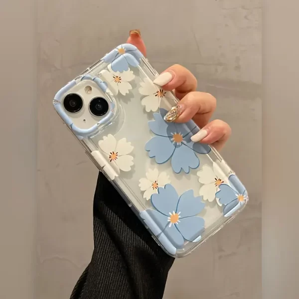 Beautiful flower transparent shockproof TPU shock-absorbing airbag phone case for Apple 15